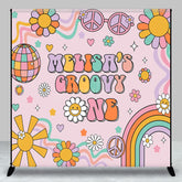 Aperturee - Aperturee Daisy Ball Groovy One Custom Name Birthday Backdrop